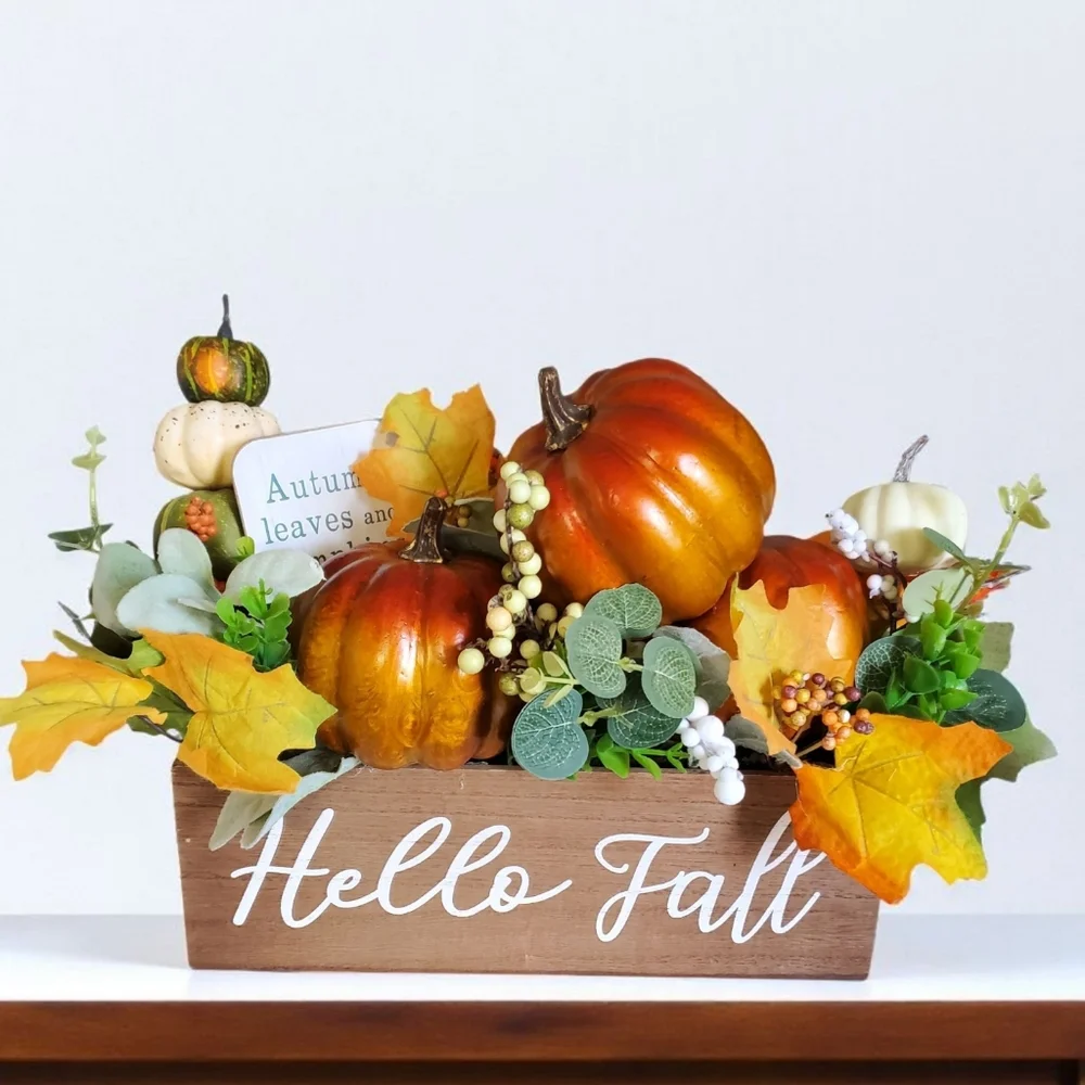 NWOT Autumn Harvest Pumpkin Arrangement Hello Fall